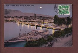 GENEVE de nuit - Rade - Bateau CGN - 1911