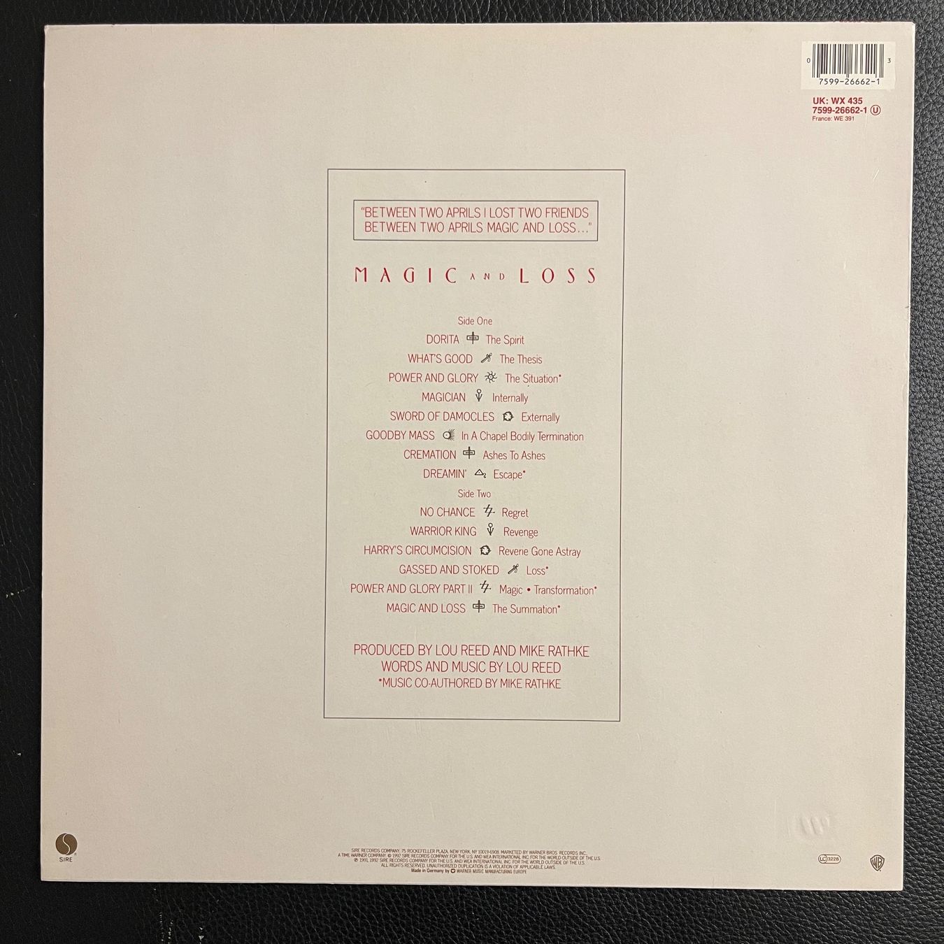 Dischi in vinile: Lou Reed - Magic and Loss - Vinyl LP – Usato da Lenzburg venduto da sch_lml8 1