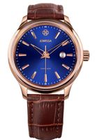 Herrenuhr JOWISSA® Swiss Made 45mm Blau Leder 5 Bar, NEU
