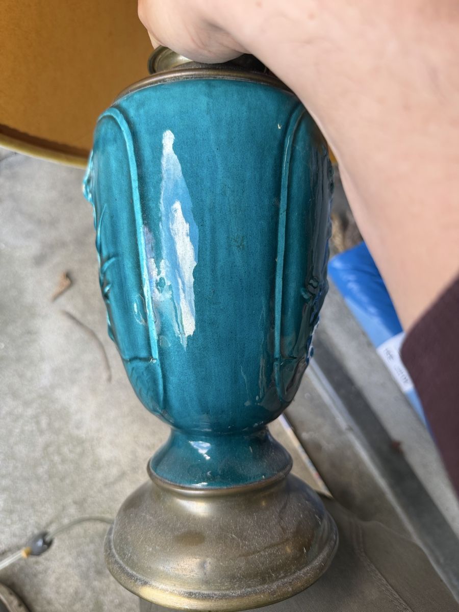 Lampade: Antike Lampe, Keramikfuss türkis – Usato da Lyss venduto da nekoreh 5