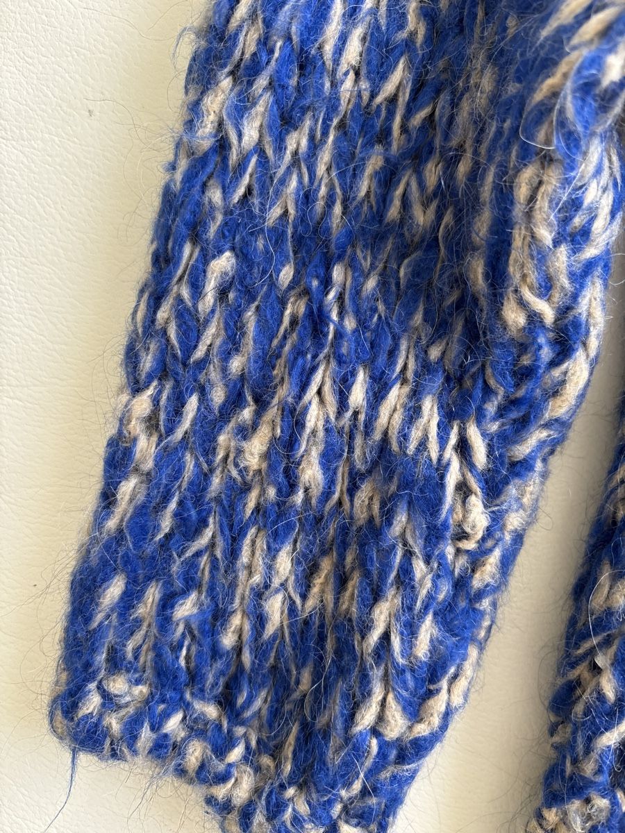 Maglioni & Felpe: Made in Italy Strickpullover mit Fransen, Blau/Beige – Usato da langenthal venduto da rundholz7 5