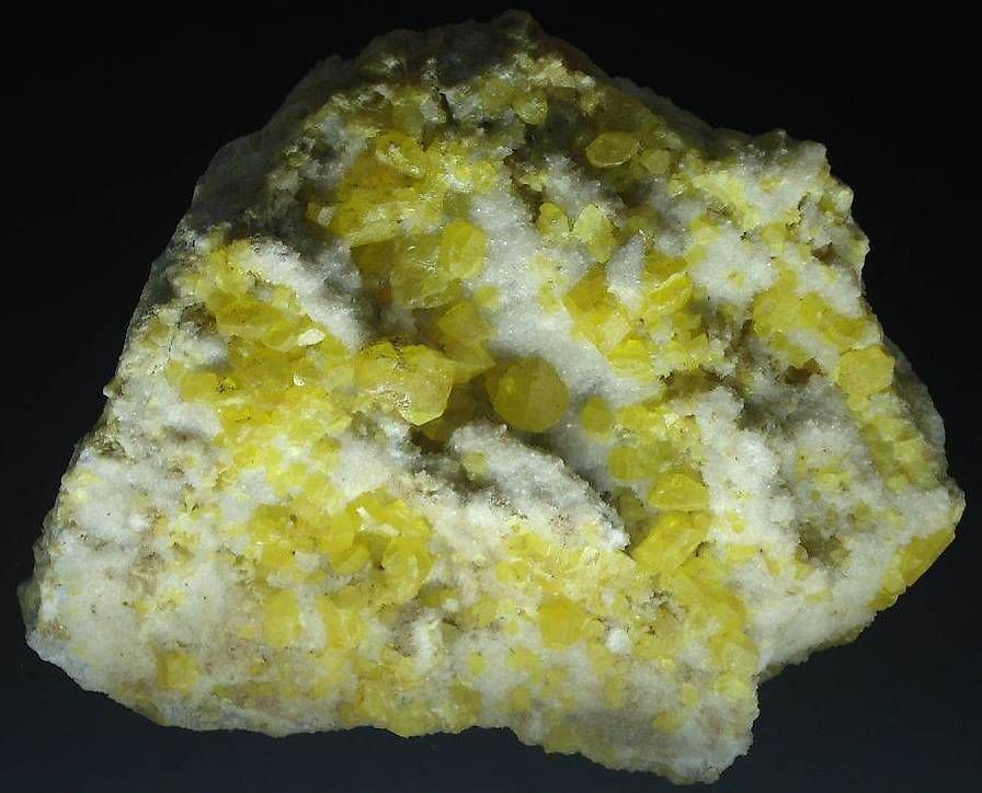 Mineralien & Heilsteine: Schwefel-Kristall-Gruppe auf Calzit – Neu (gemäss Beschreibung) aus Bleienbach von Mineral_Antik57 1