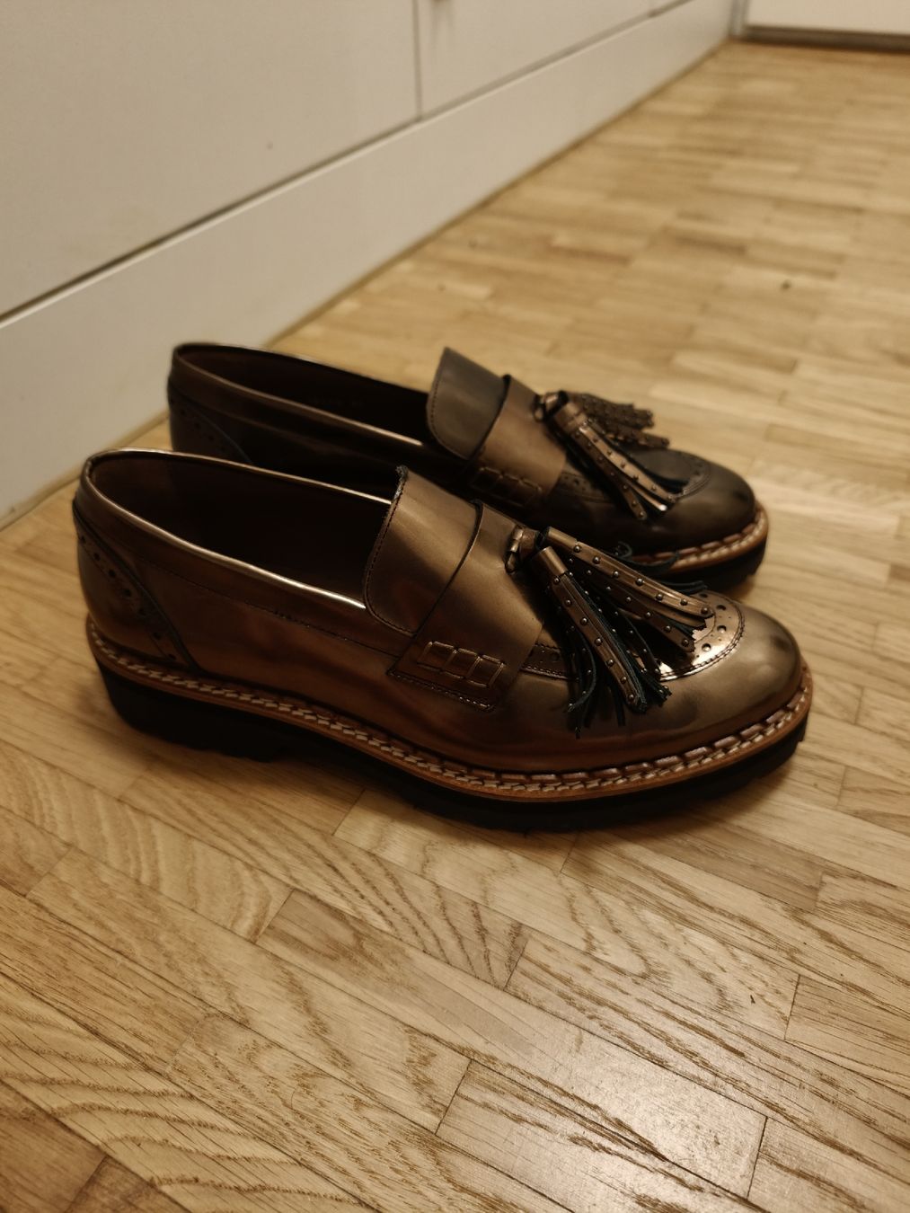 Damenschuhe: Damen-Loafers Pertini Leder bronzefarben – Gebraucht aus Zürich von Niko80046 1