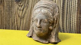 Etruskisch ex voto Kopf aus gebranntem Ton