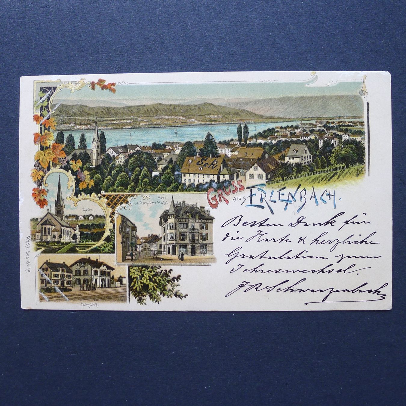Cartoline postali: 1903, ERLENBACH ZH, Litho, antike Ansichtskarte – Usato da Ebikon venduto da SilvioFreund