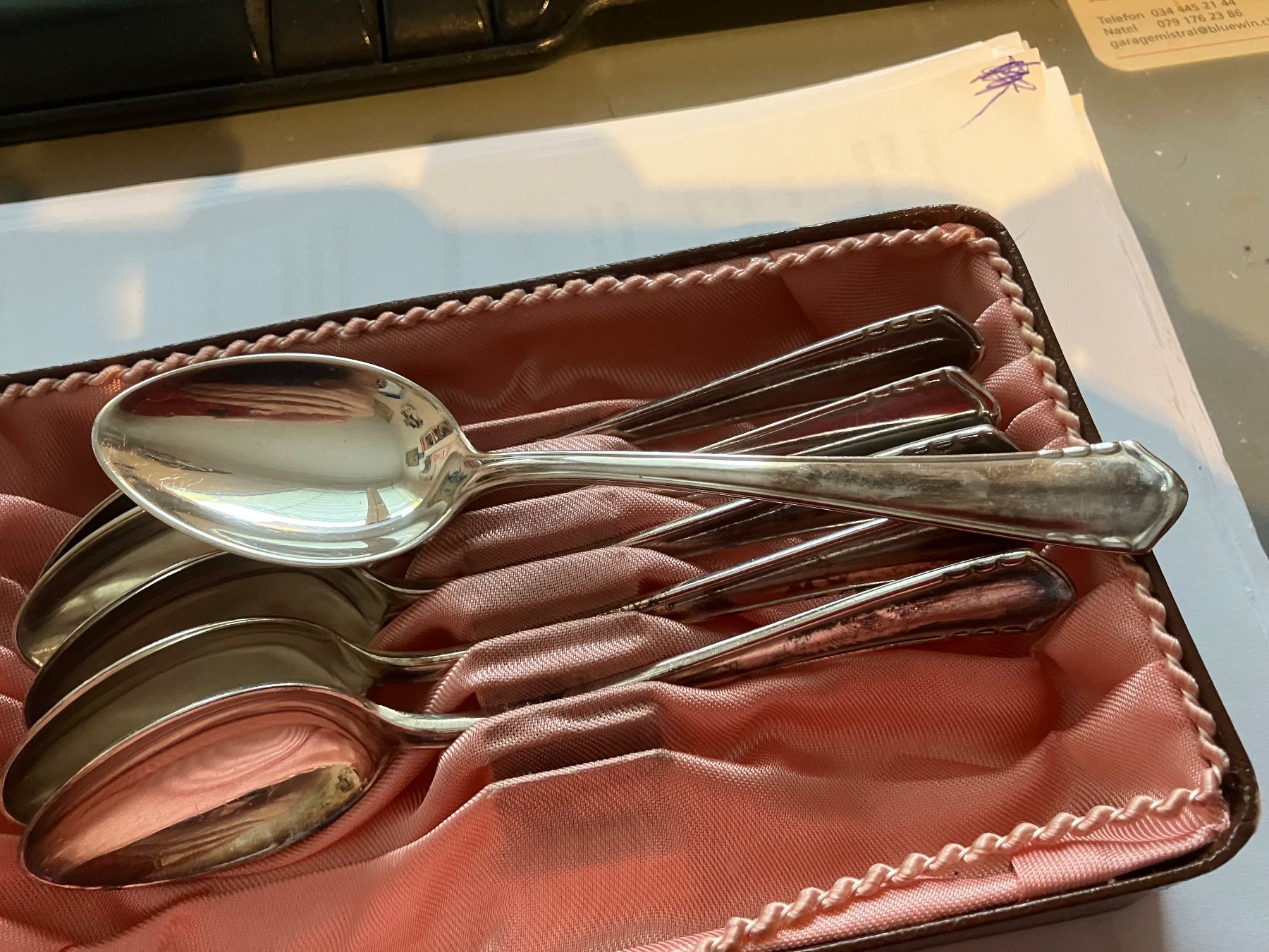 Cucchiai: Bruckmann, 6 Kaffeelöffel, Silber, mit Originalverpackung – Usato da Dintikon venduto da 51rh 1