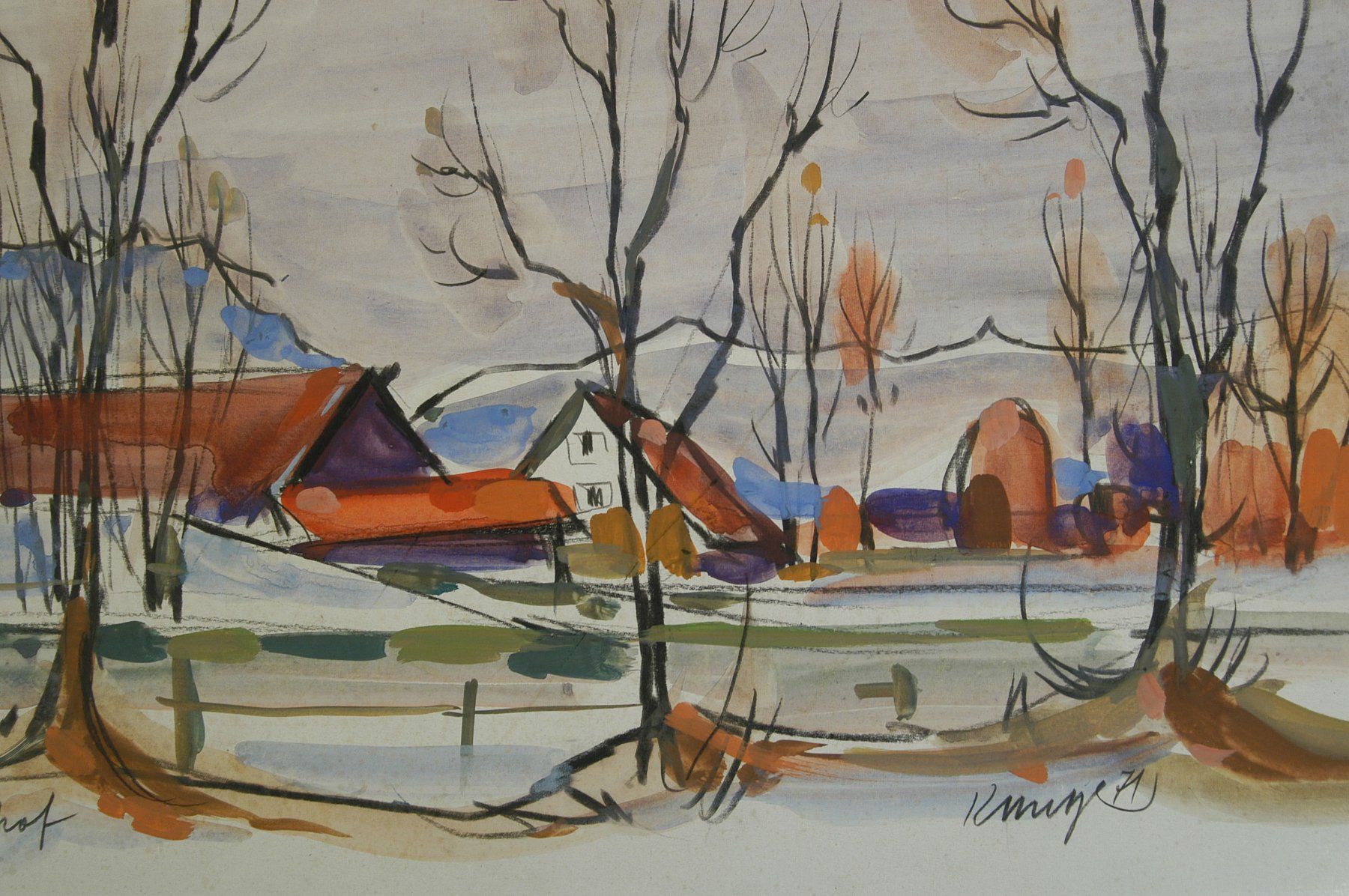 Dipinti: Fohlenhof gemalt auf Karton signiert – Usato da Herisau venduto da Wisen 4