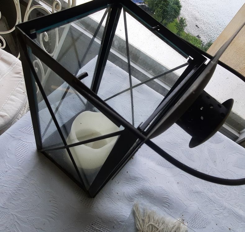 Lanternes: Laterne, schwarz, Metall/Glas - Vintage Deko für Garten 🕯️ – D'occasion à BRUNNEN par Sole21 2