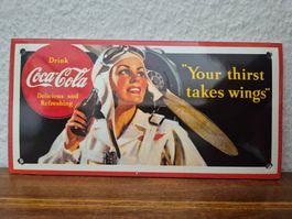 Emailschild Coca Cola Flieger Logo Emaille Schild Reklame