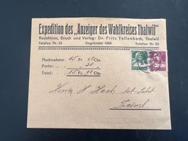 1923 Nachnahme Anzeiger Thalwil mit Beleg  (V450)