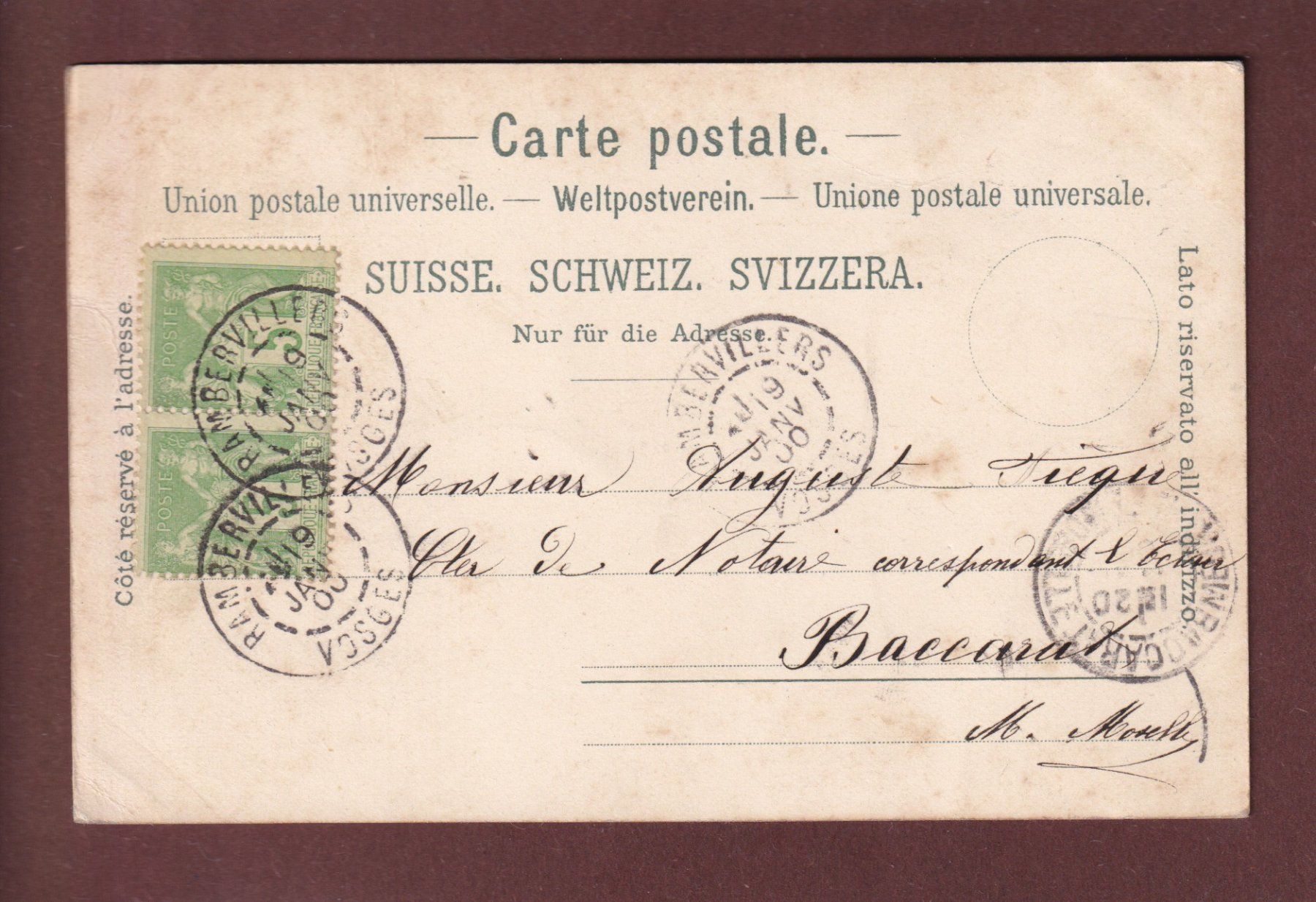 Cartoline postali: BASEL - Barfüsserkirche 1846 - 1900 – Usato da Pully venduto da nicecards 1