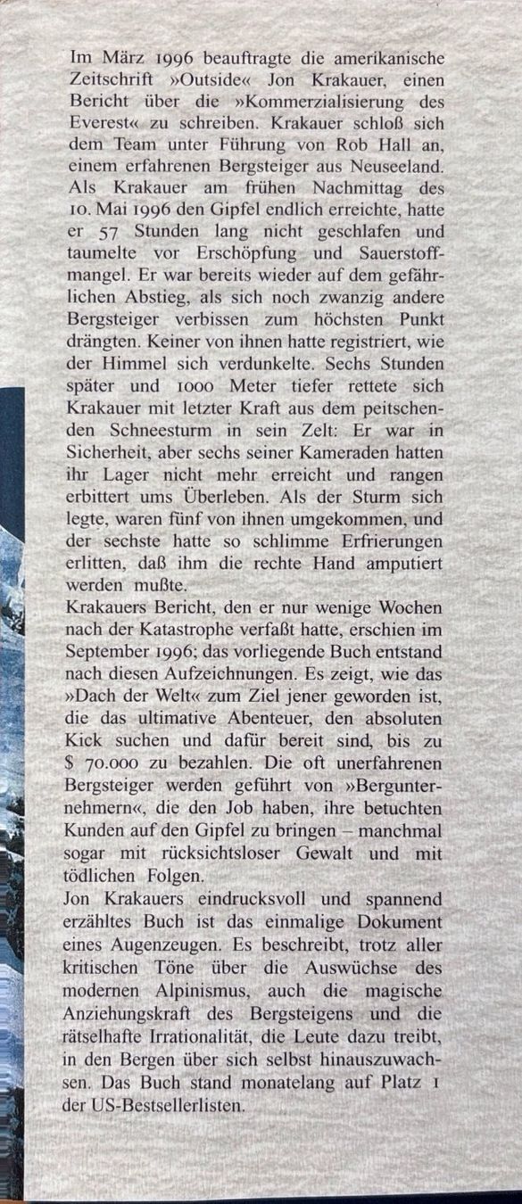 Libri: Krakauer Jon, In eisige Höhen – Nuovo (secondo la descrizione) da Sarnen venduto da Livres 2