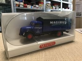 Wiking Magirus Pritschen-LKW, blau, Sammlerstück, 1:87