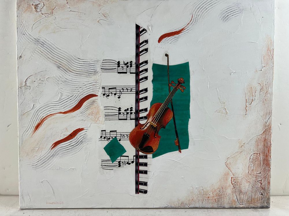 Moderne Gemälde Geige Musiknoten Collage (Gebraucht) in Schaffhausen ...