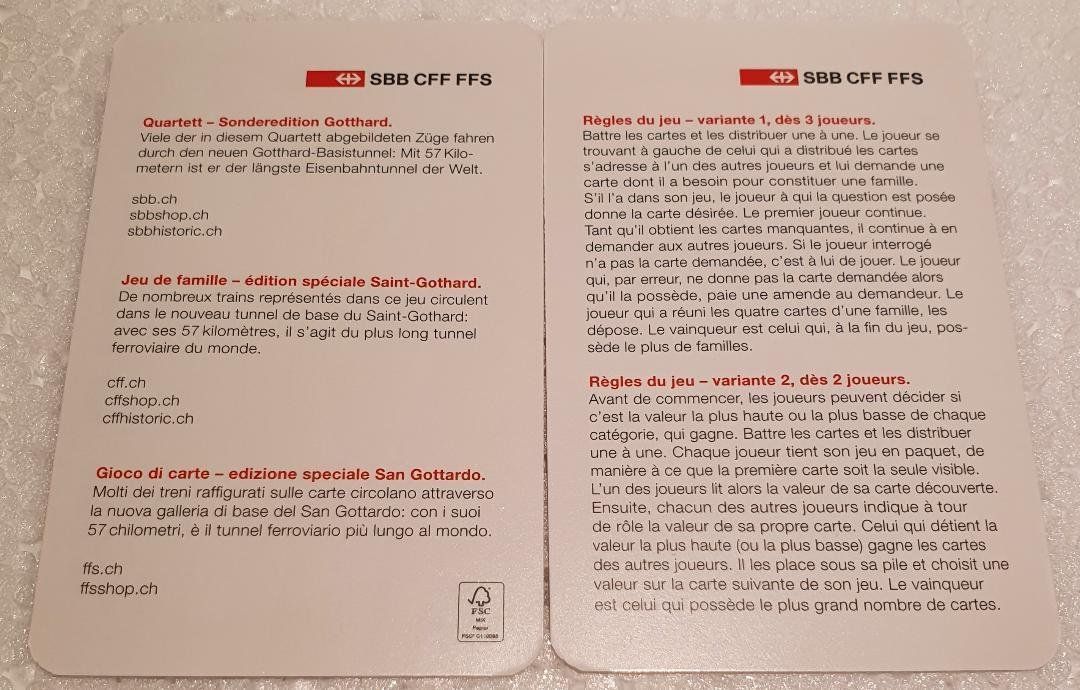 Giochi: SBB - CFF - FFS   -   Jeu de Famille Quartett – Nuovo e nell'imballaggio originale da Delémont venduto da Domdom1 7