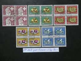 Pro Patria 1958 1. Tag gestempelte Viererblöcke