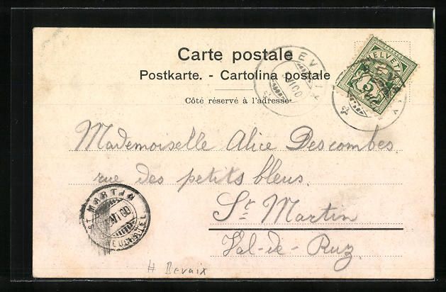 Cartoline postali: Bevaix, Gebäude, Brunnen, Parkpartie – Usato da Berlin venduto da bartko-reher 1