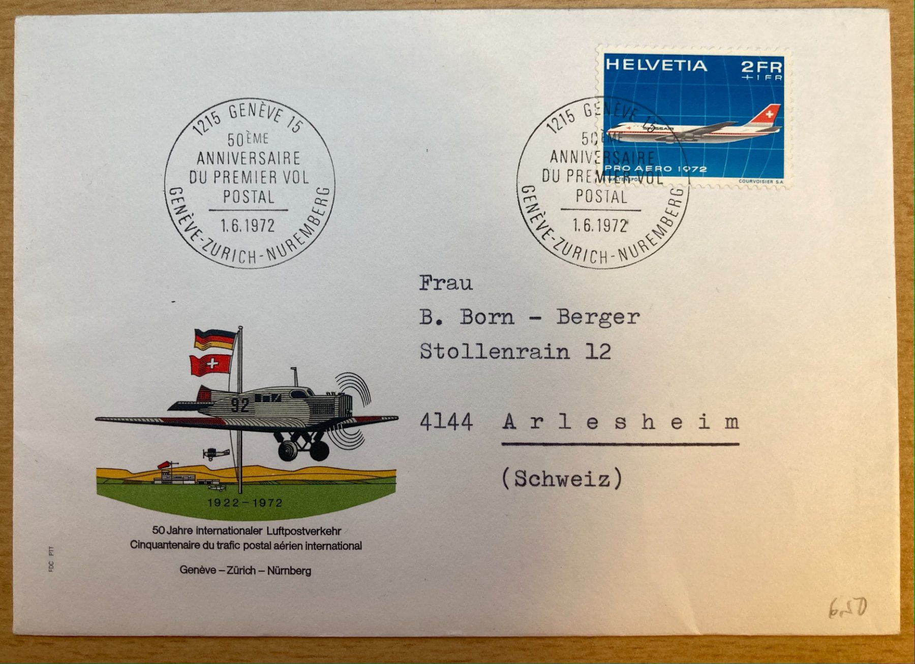 Alle Briefmarken: 7 Luftpostbriefe & Aérogramme, 50 Jahre Pro Aéro – Gebraucht aus Ins von marbodan 1