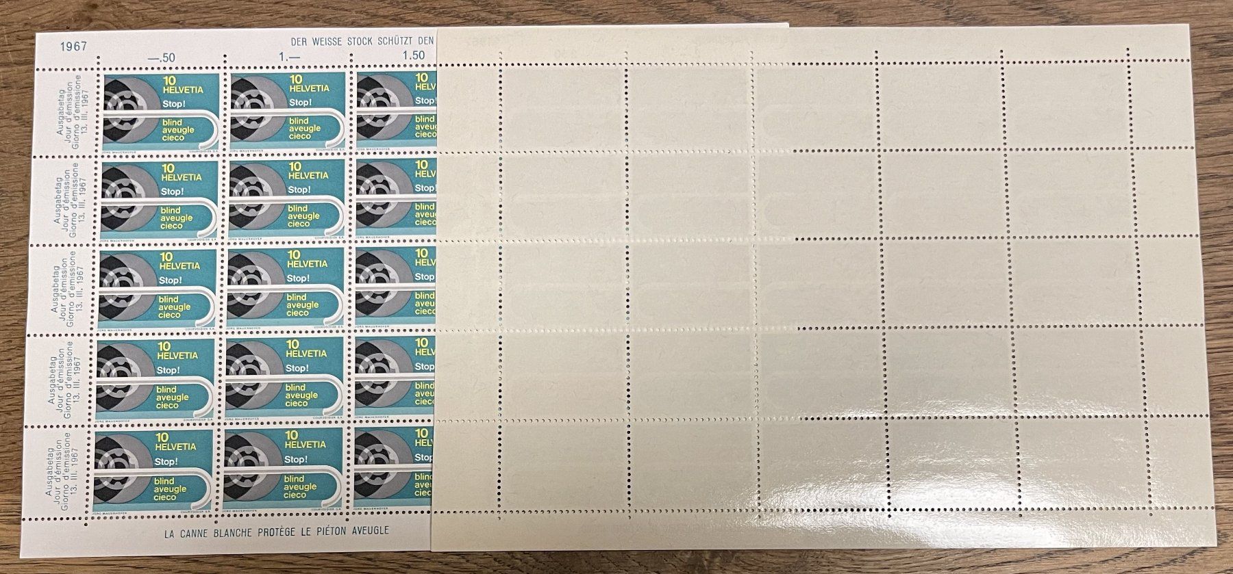 Alle Briefmarken: 2 x 1967 Werbe- u. Gedenkmarken "Stop! Blind" – Neu (gemäss Beschreibung) aus Oftringen von Vucki 3