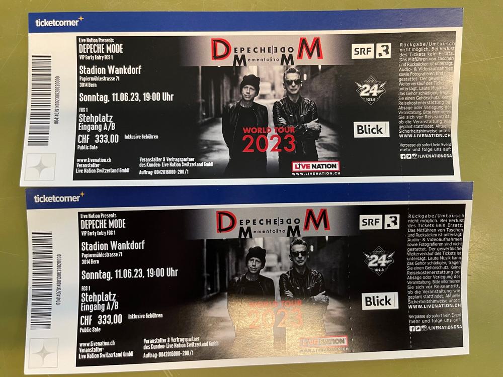 2 VIP Tickets Depeche Mode Bern 11. Juni 2023 Kaufen auf Ricardo