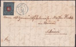 1850 (30.OKT!) Rayonbrief mit 15II von GLARUS, Kat: 1'600.-+