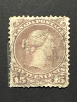 Timbre Canada 15 cents Queen Victoria brun, état usagé
