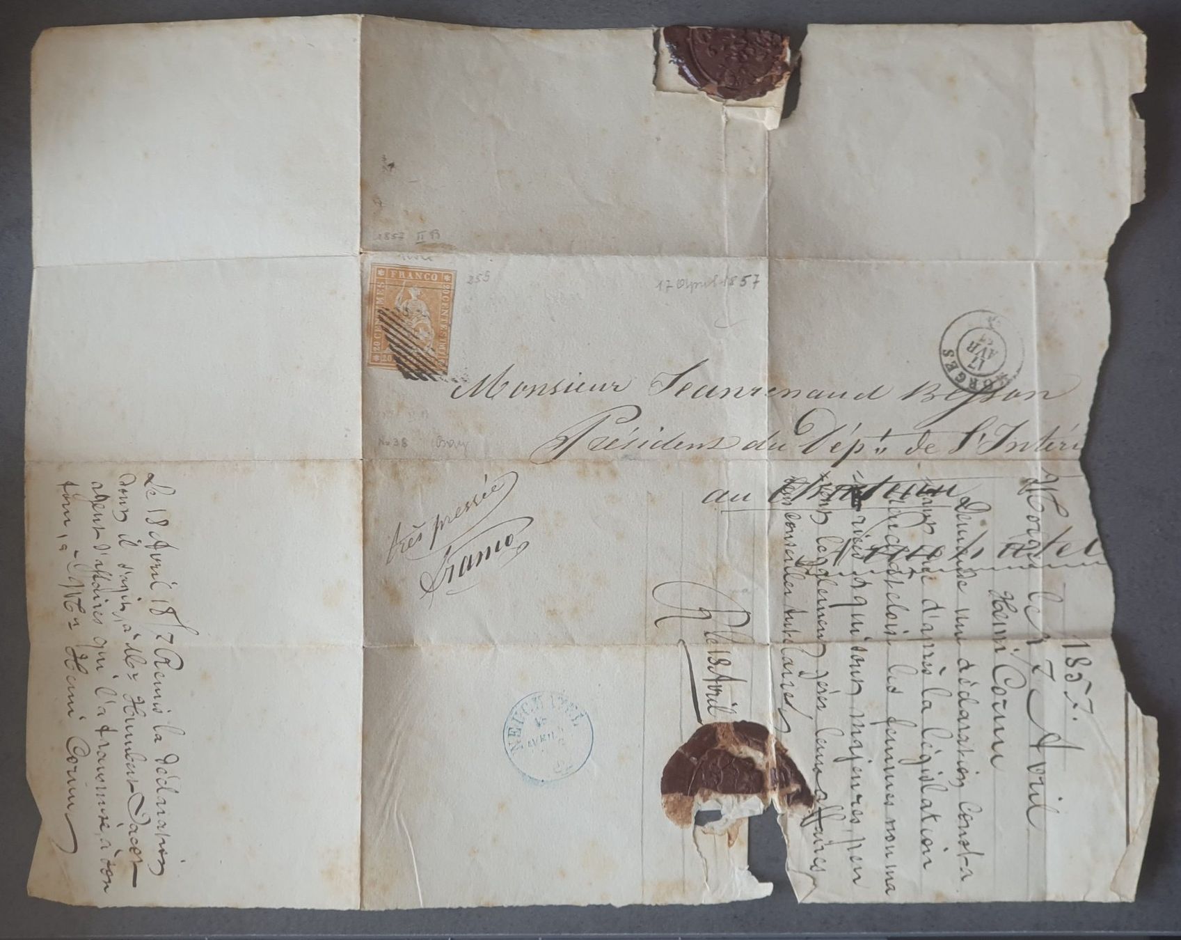 Tutti i francobolli: Strubel 25B 17.4.1855 – Usato da Balgach venduto da SIMEON27 2
