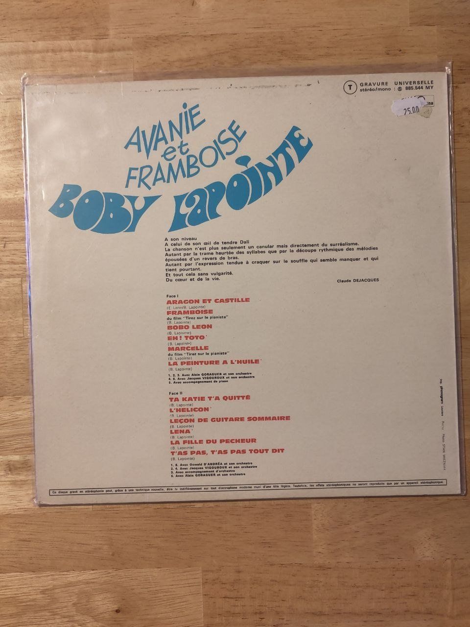 Dischi in vinile: Boby Lapointe | "Avanie et Framboise" | LP – Usato da Lausanne venduto da Otvald 1