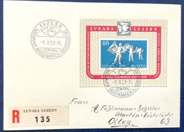 1951 - LUNABA Block auf R- Postkarte