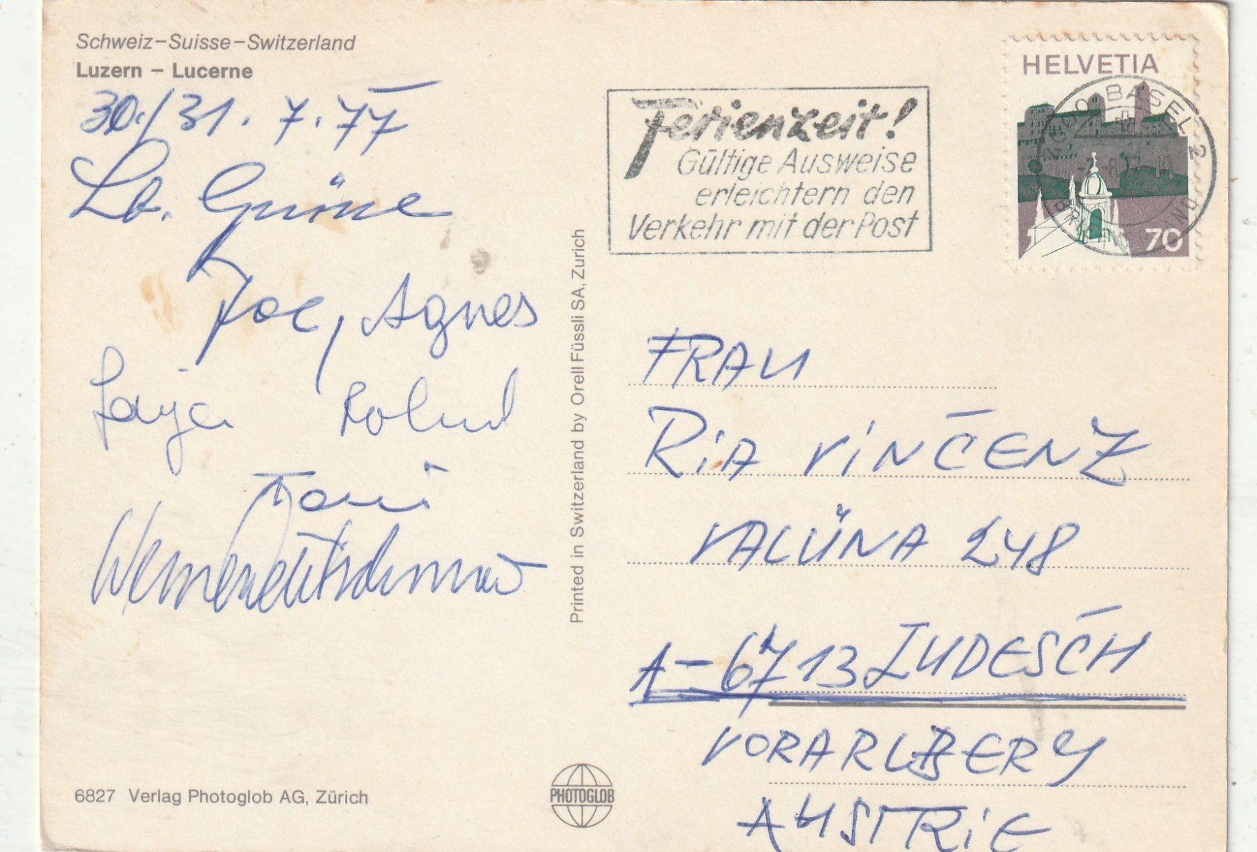 Cartoline postali: Luzern – Usato da Lumbrein venduto da made02 1