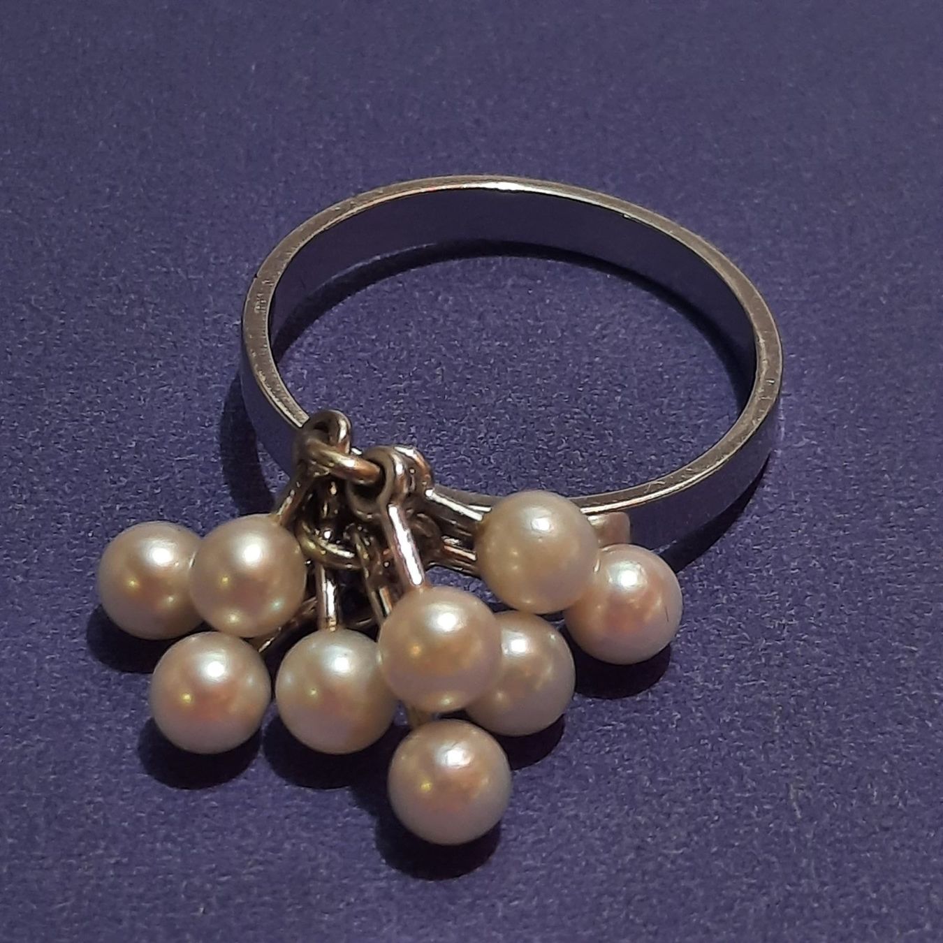 Anelli: Eleganter Weissgoldring mit Süsswasserperlen – Usato da Unterägeri venduto da Altgoldschmuck 1