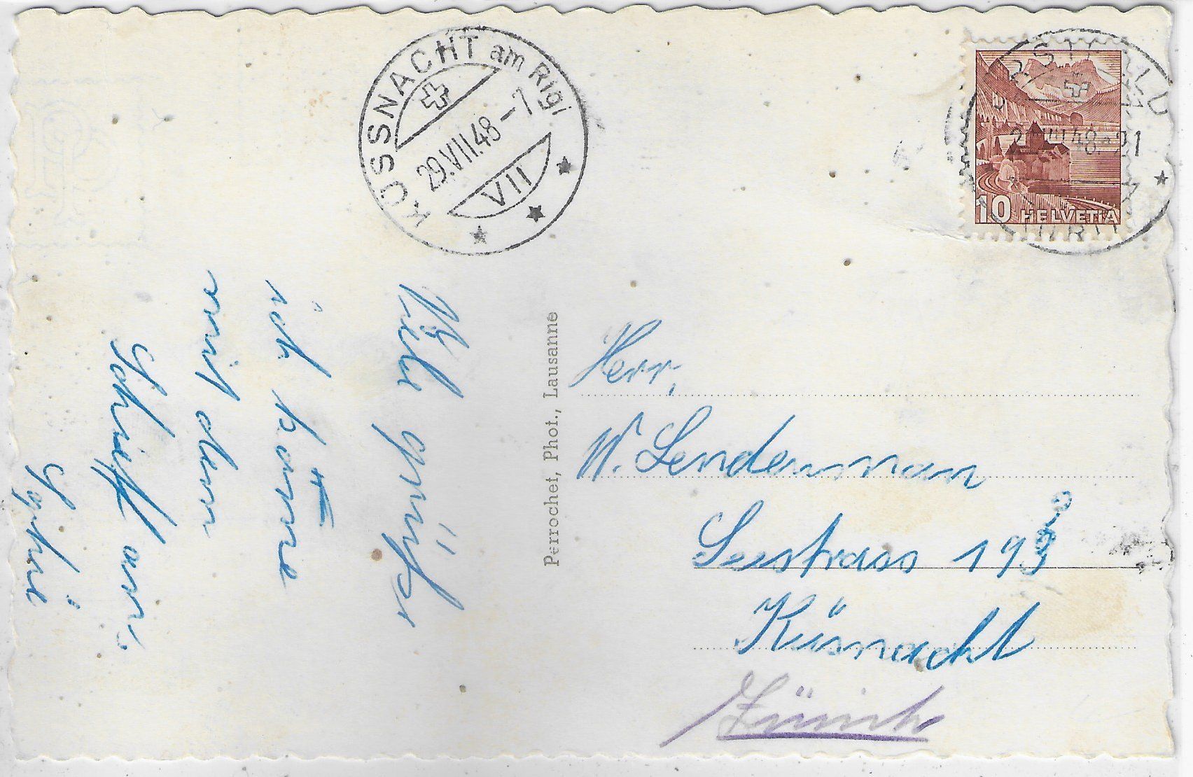 Cartoline postali: Erstfeld mit Bahnhof – Usato da Ettingen venduto da Kartenplanet 1