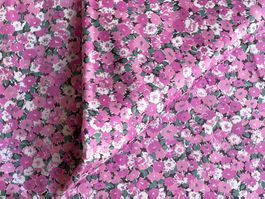 1.40x1.40 m Stoff feinste Baumwolle rosa geblumt VINTAGE 80s