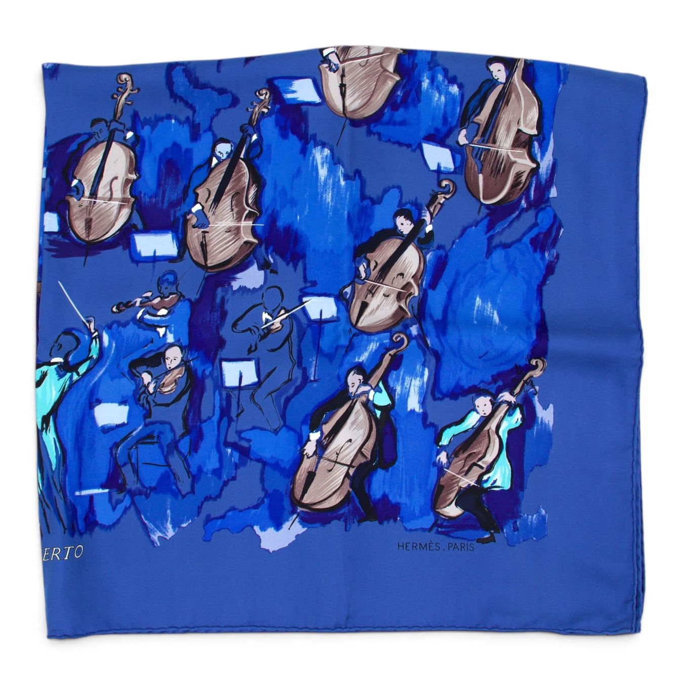 Hermès Foulards, Tücher & Schals: Hermès Carré "Concerto" blau – Gebraucht aus Binningen von Designerlabels