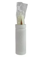 Kerzenhalter mit Kerze, Weiss
