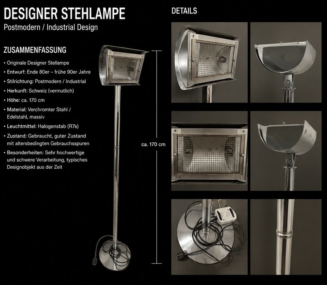 Lampen: Designer Stehlampe Postmodern Industrial ca. 170cm – Gebraucht aus Hedingen von PabloEscobar-