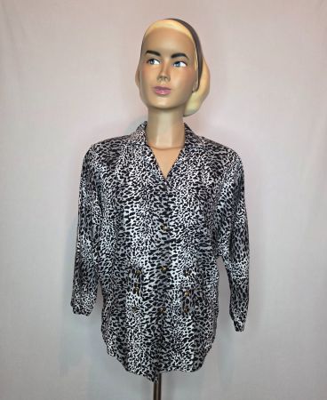 Vintage Animal-Print Bluse 80er - S