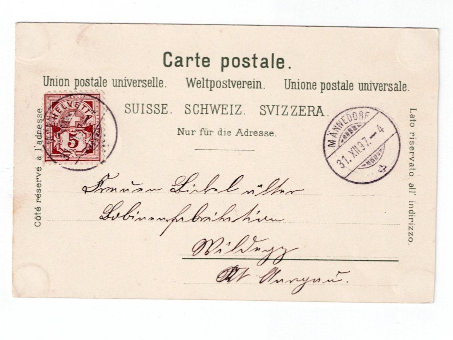 Cartes postales: Schweiz, Ansichtskarte Männedorf 31.12.1897 – D'occasion à Hinteregg par McCharly01 1