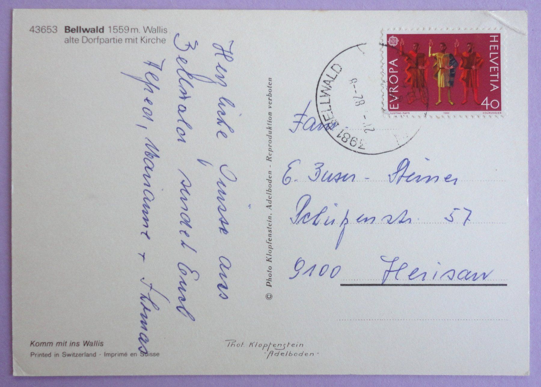 Cartoline postali: Bellwald 1559 m, Kirche – Usato da Fétigny venduto da Billy2miny 1