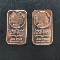 USA 2 × 1 Oz .999 Copper bar, Indian Head