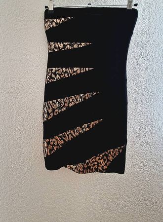 Schulterfreies Kleid, dress, rock, animalprint