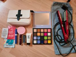 Kosmetik Set mit Lidschatten Palette und Haarglätter