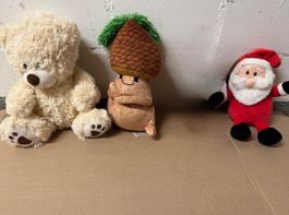3er Set Plüschtiere Teddy Bär Nuss Nikolaus