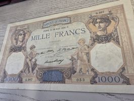 Banque de France 1000 Francs 1930 alter Geldschein