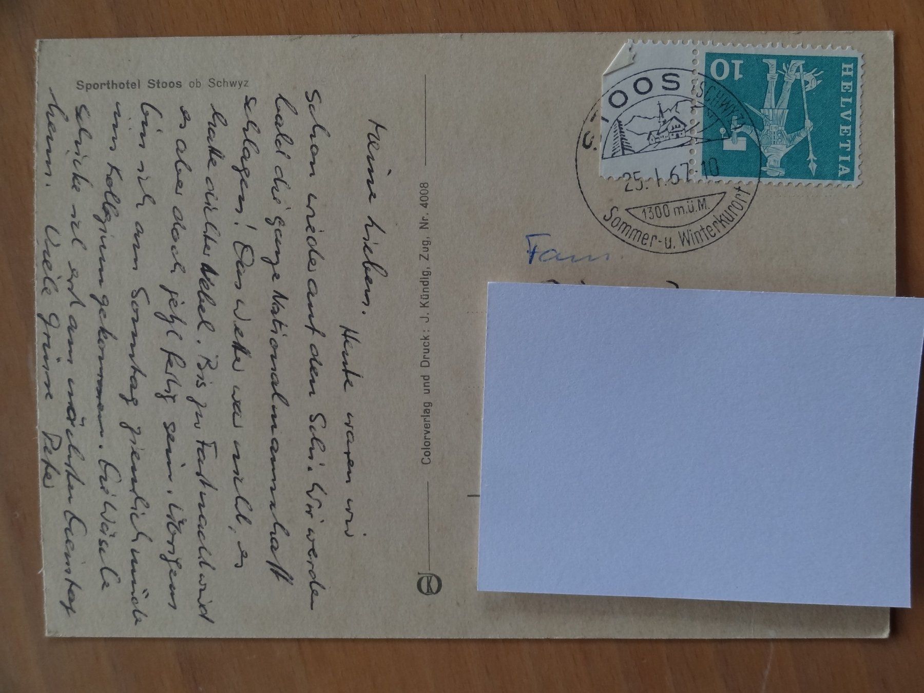 Cartoline postali: Stoos - Sporthotel Kurhaus - 1967 – Usato da St Léonard venduto da Riglin 1