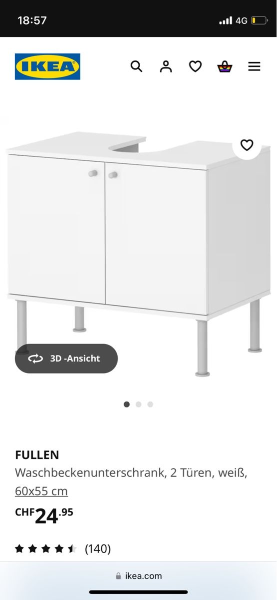 Ikea Mobili per bagno: Ikea Fullen Waschbeckenunterschrank – Nuovo e nell'imballaggio originale da Amriswil venduto da ann_clm9