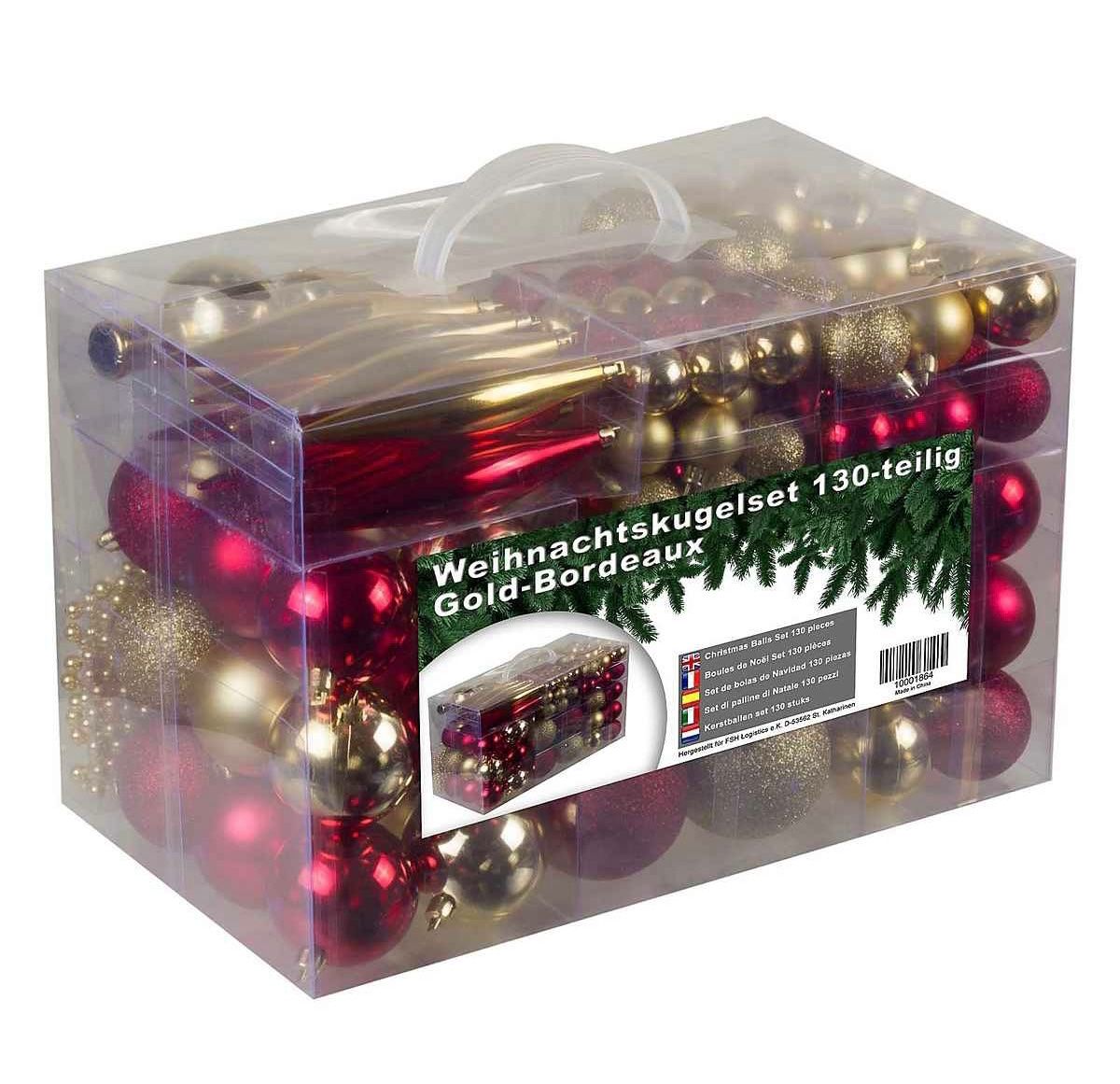 Tutte le decorazioni: Riesen Weihnachtskugelset 130 tlg Gold/Bordeaux – Nuovo e nell'imballaggio originale da Basel venduto da Seifehuesli 4