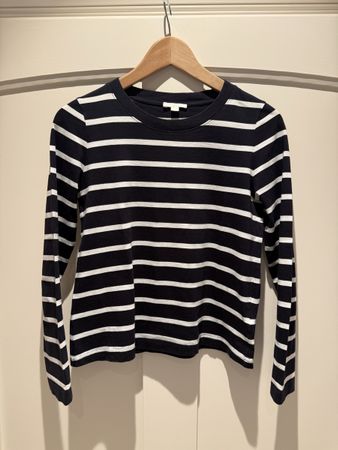 COS striped long sleeve top, size XS, navy and white