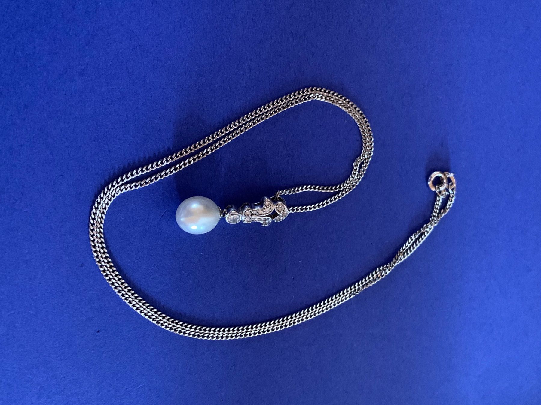 Catenine: Panzerkette Silber Perlenanhänger (48cm) – Usato da Laufen venduto da Bellavitaboom 2