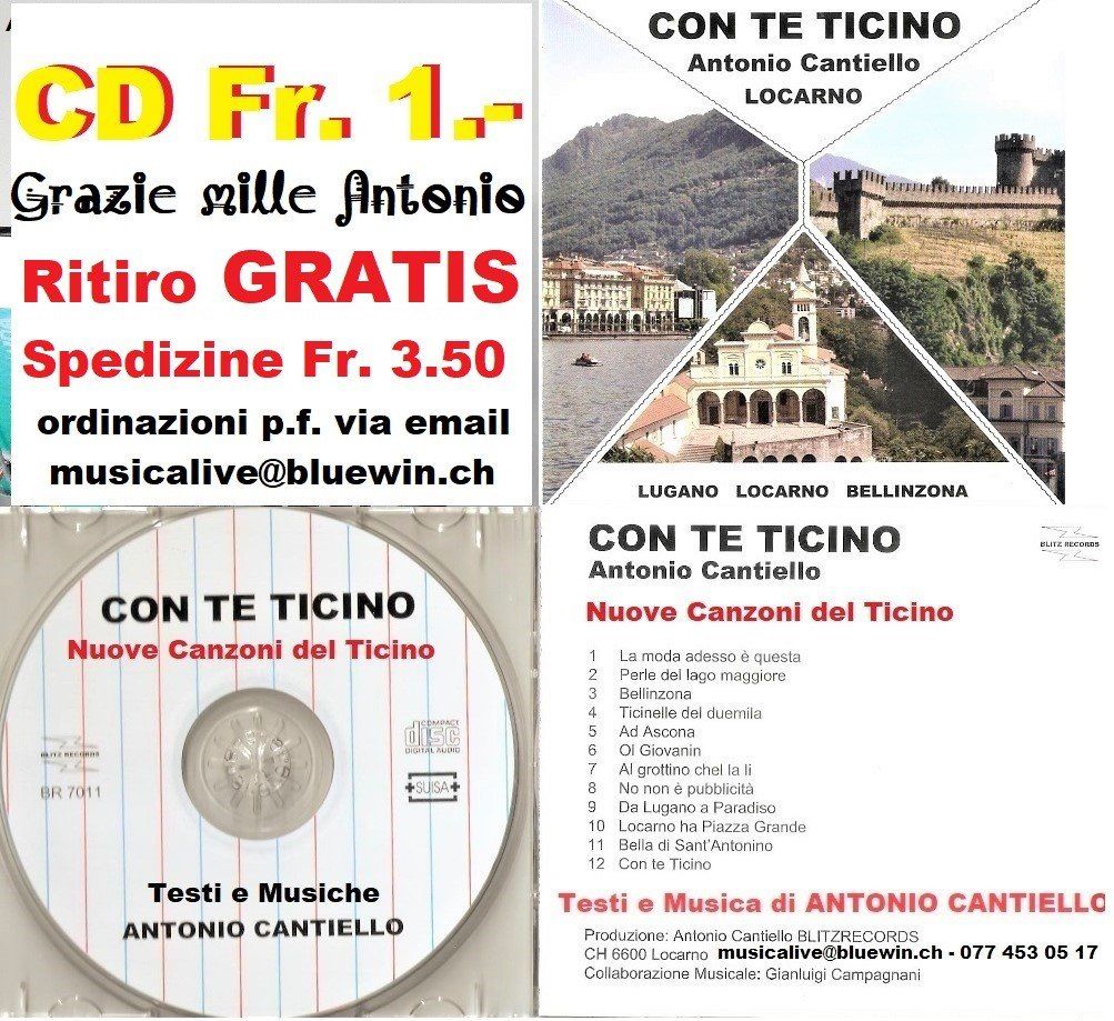 CD: TICINO CD con NUOVE CANZONI – Nuovo e nell'imballaggio originale da Locarno venduto da Antonio41